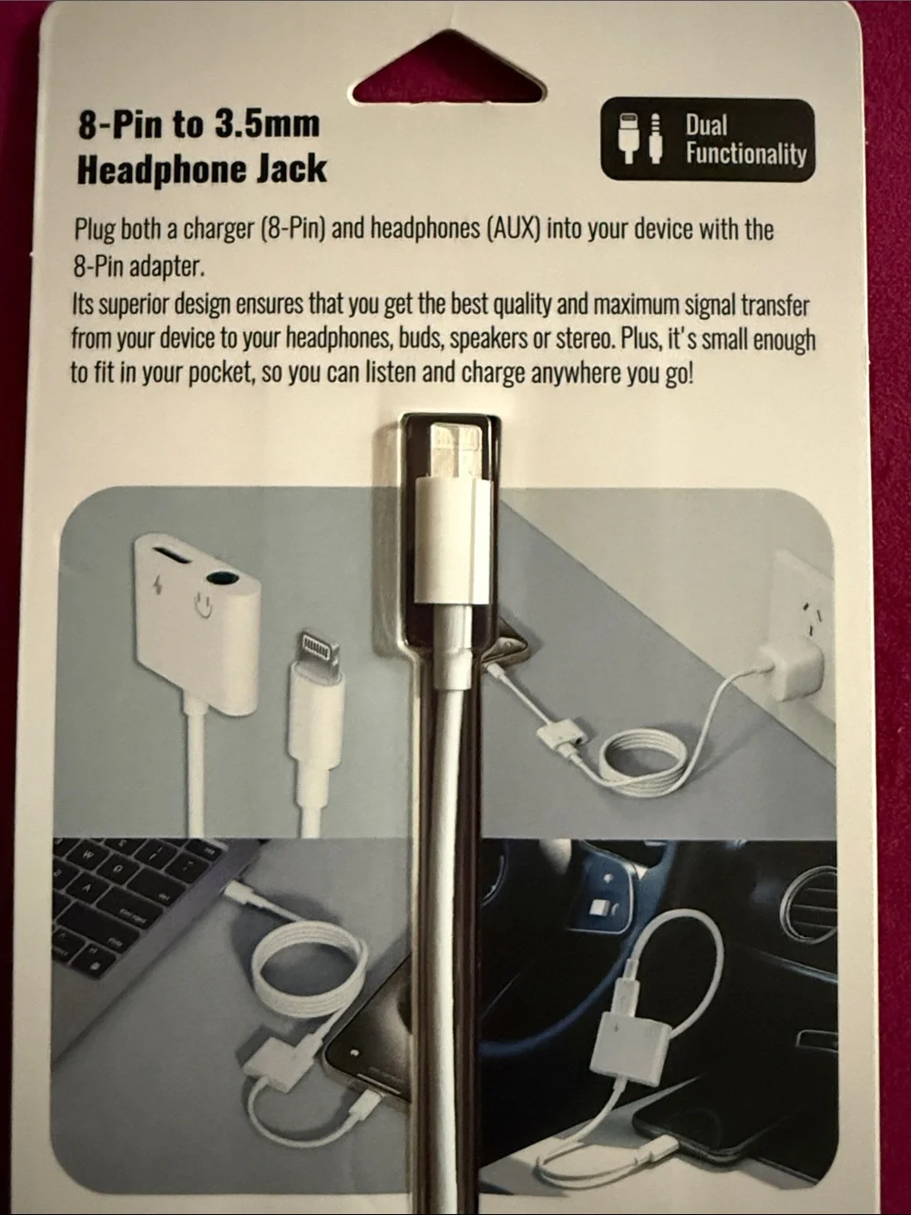 Silver Lightning to 3.5mm Headphone & Charging Adapter — Dual Function